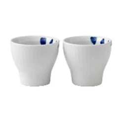 Royal Copenhagen Blå Mega Riflet Æggebæger - 2 Stk.