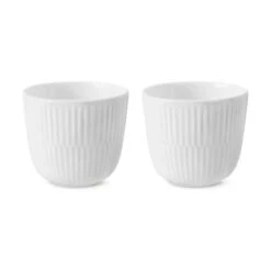 Royal Copenhagen Hvid Riflet Fyrfadsstage - 2 Stk.